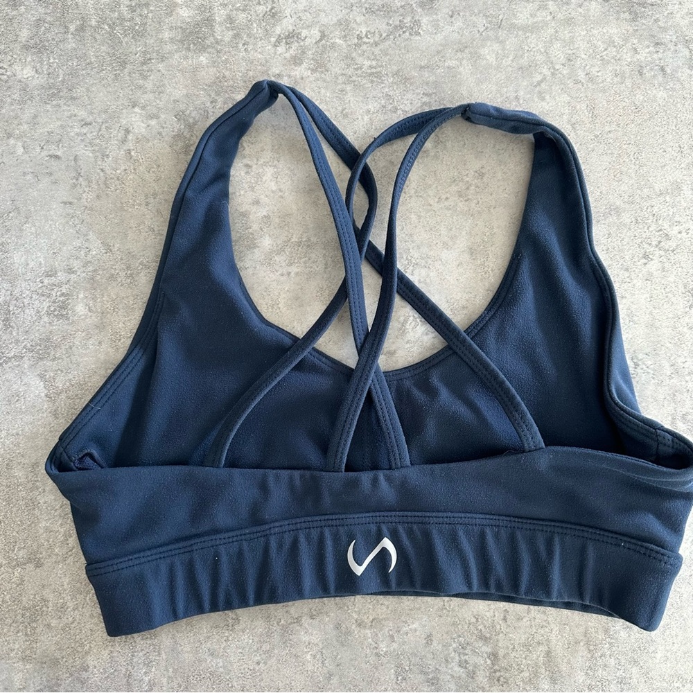 Navy Crossback Sports Bra - Picture 2 of 2